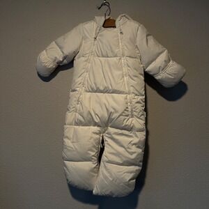 Baby Gap Cream Hooded Puffer Bunting Snowsuit‎ Fleece Lined 3-6 Months